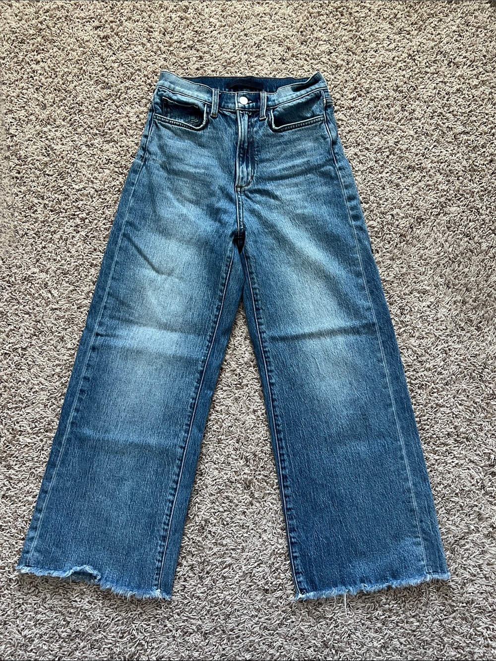 Joe's Jeans Blue Wide-Leg Raw Hem Denim